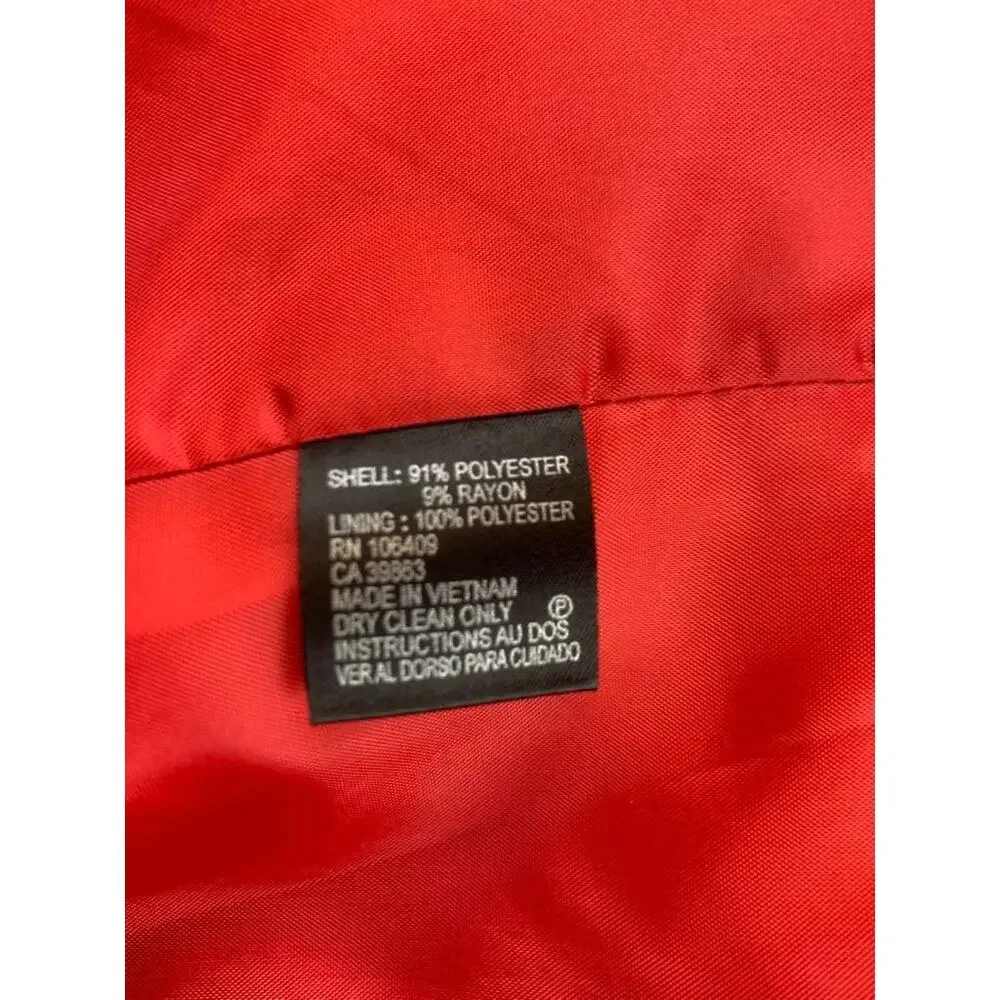 Y2K Tahari Arthur S Levine Blazer Women 4 Red Two Button Notch Lapel Long Sleeve